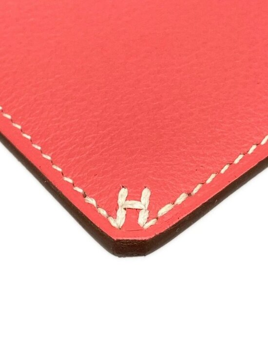 HERMES H Sellier Rose Azalee Veau Epsom W Card Case